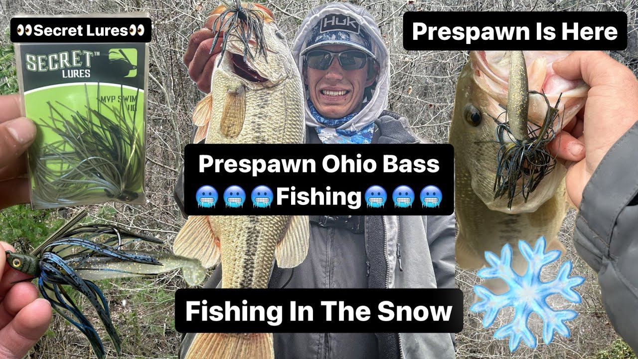 Ohio Prespawn Bass Fishing. Fishing A Pond For Big Bass (Secret Lures