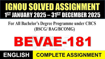 BEVAE 181 Solved Assignment 2024-25 | bevae-181 solved assignment in English | July 2024 to Jan 2025