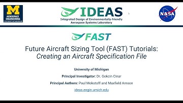 Creating an Aircraft Specification File in FAST | Future Aircraft Sizing Tool | Open-Source Software