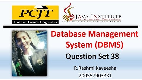 Java Institute || Database Management System(DBMS) || Question set 38