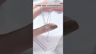 Colar De Lua Estrela De Prata– Corrente De Camada Dupla Com Pingente De Brilho Moderno #publicidade