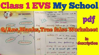 class 1 evs chapter my school evs class 1 my school our school grade 1 std 1 youtube