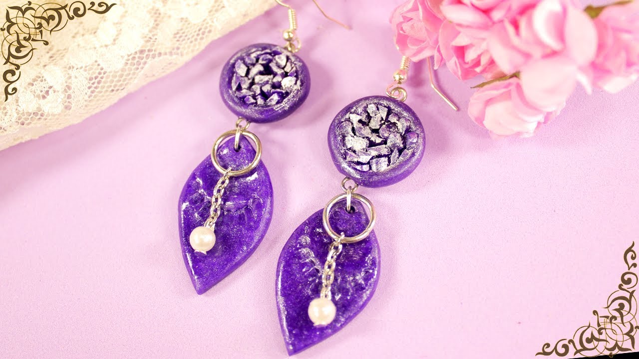 Beautiful Purple Earrings Polymer Clay Gift Idea YouTube