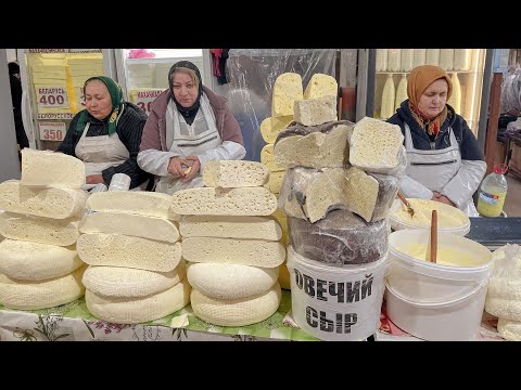 Дагестан !! Огромный базар ! Домашний сыр , Чуду , Курзе ! Копчёный курдюк ! Махачкала !