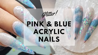 Pink and Blue Glitter Nails | Nail Tutorial | The Polished Lily