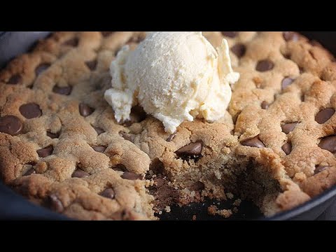 SKILLET CHOCOLATE CHIP COOKIE - How To Make Skillet Cookie - Simple Cooking Videos