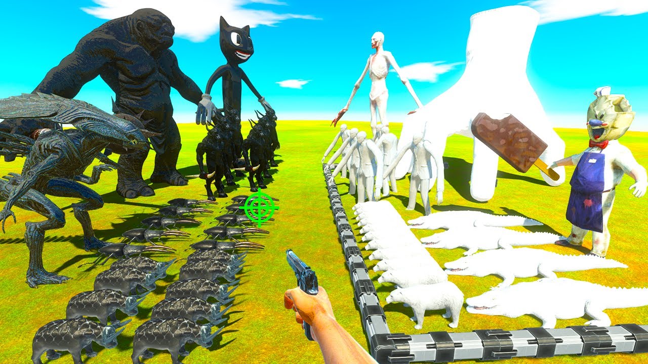 Black Monsters vs White Monsters | Dinosaur Battle Arena - Animal Revolt Battle Simulator