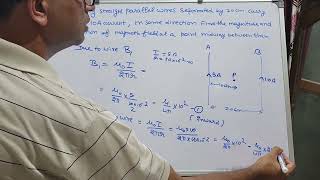 two long straight parallel wires separated by 20cm carry 5A and 10A current respectively  in the