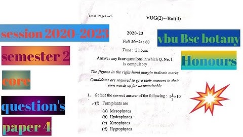 Vbu Bsc botany Honours semester 2 core question
