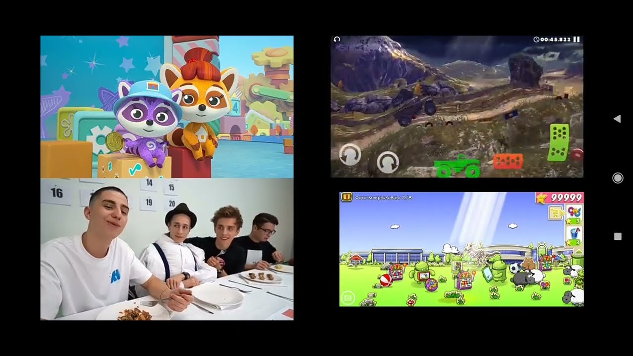 Енотки Vs Multi Samsung Vs А4 Еду Всего Мира Vs CLOUDS & SHEEP - 4 VIDEO HD SCREEN 