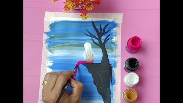 Mermaid painting/Easy mermaid painting 🎨✍️ tutorial for beginners/Poster colour painting ideas