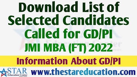 GD/PI Inform for JMI MBA(FT) MBA Health care and MTTM