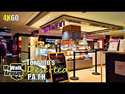 Toronto underground walk - PATH system from Nathan Phillips Square to Bay & Front St (4k video)