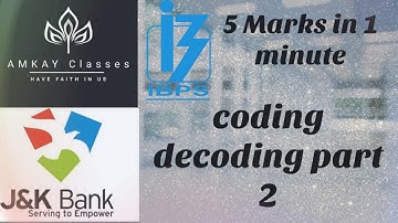 Coding decoding part 2|| jkssb class 4th ||5 marks|| jkbank || sbi || ibps