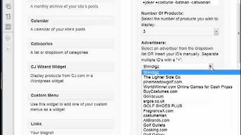 CJ Wizard Tutorial 7: Displaying CJ Products In Your Wordpress Widgets