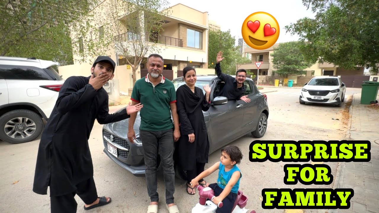 Apni new car sy family ko surprise kar diya😍papa ny gari ki test drive lii❤️