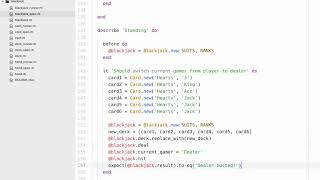 Ruby programming with RSpec - Blackjack Part 12 (((Stand Method))) Net Worth