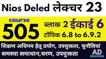 Nios Lecture 23 Course 505 Block 2 Unit 6 Topic 6.8 to 6.9.2 लेक्चर 23 कोर्स 505 ईकाई 6