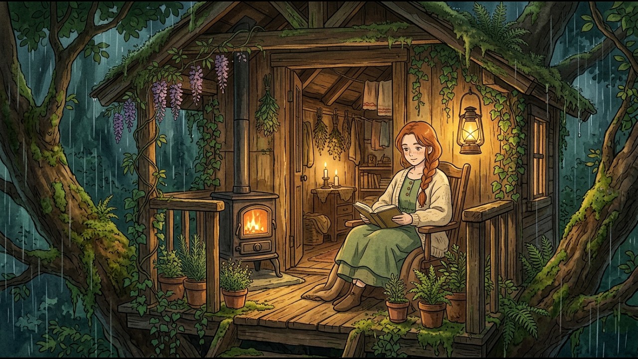 Cozy Rainy Day in a Forest Treehouse| Studio Ghibli Ambience ASMR - YouTube