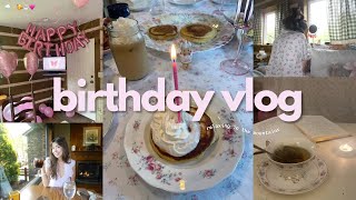 my 23rd birthday vlog🎂✨🌷 mountain airbnb, gifts, cake, rainy walks, and new moon manifesting🤍