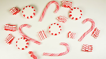 polymer clay Christmas Candies(candy cane/peppermint candy/ribbon candy) TUTORIAL + collab news!