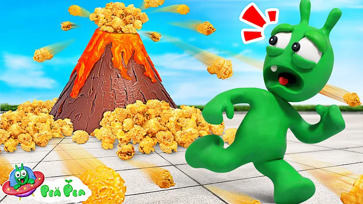 Pea Pea Making a Volcano Popcorn with Butter Lava and other stories for kids - Pea Pea Cartoon