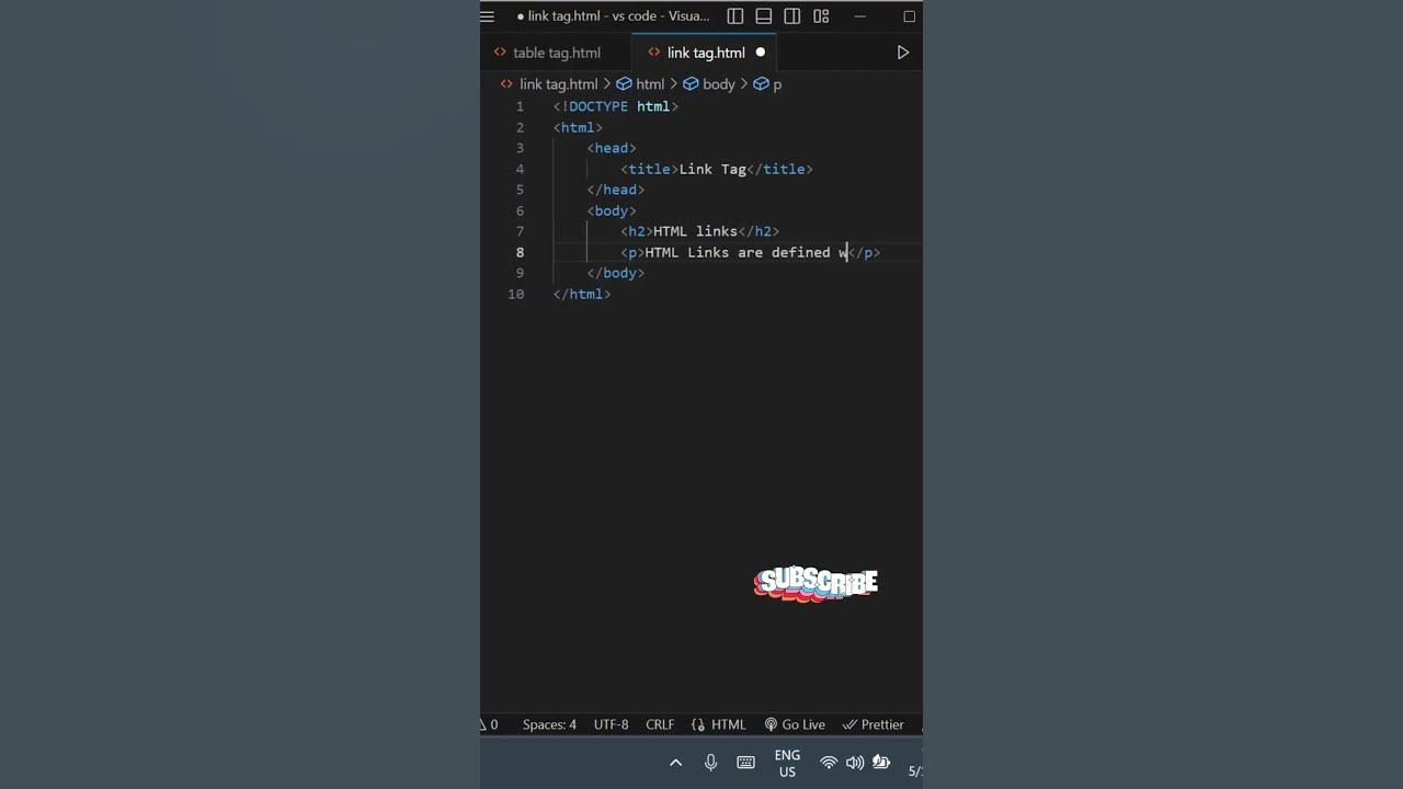 🧑🏻‍💻 How To Add Link Tag | Html Css #coding #shorts #html - YouTube
