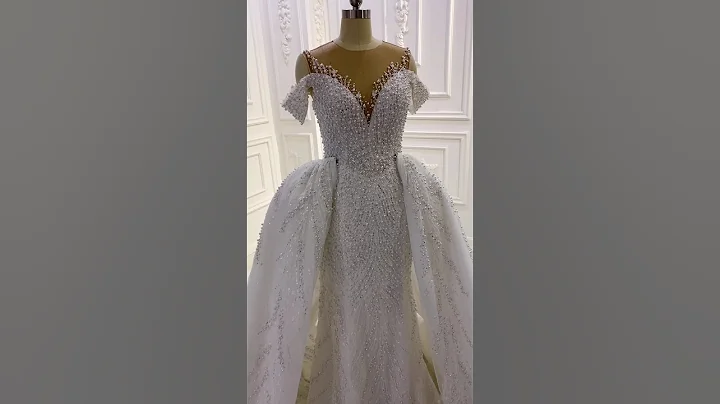 AM897 Top mermaid Pearl wedding dress with removable skirt wedding shop tips