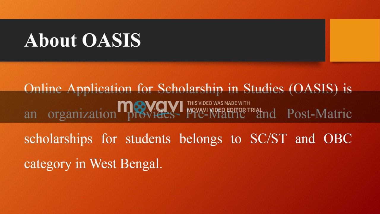 Welfare : OASIS Backward Classes West Bengal Status  Application Department Scholarship
