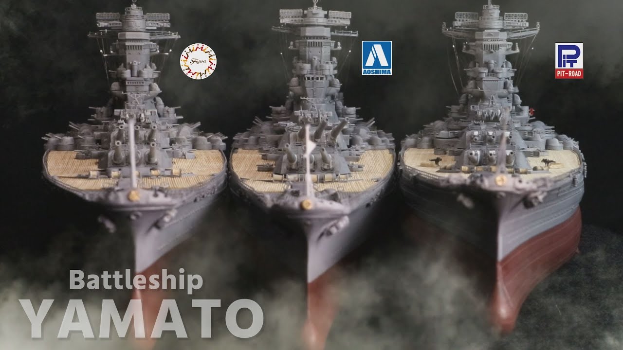 艦船模型】1/700 戦艦 大和 IJN Battleship YAMATO ピットロード・青島・フジミ 3隻製作２【Model Building  #3#4#5】 - YouTube
