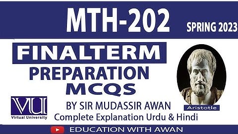MTH 202 Solved Mcqs Past Paper 1 Final Term Exams Preparation Spring 23