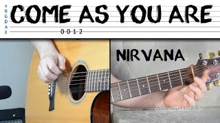 Video thumbnail of ""Come As You Are" Guitar Tutorial - Nirvana | Easy Guitar Lesson - Riff, Chords & Strumming"