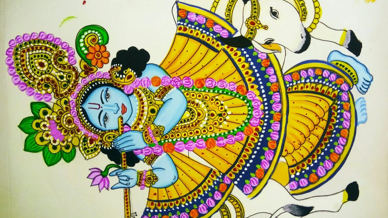 A Beautiful Drawing And Painting Of Lord Krishna Youtube