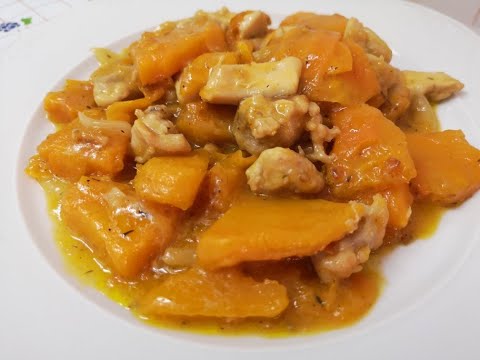 Video: Pollo Picante Guisado Con Calabaza