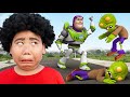 Baby Miss T &amp; Buzz LightyYear VS Team Bad Guy Zombie | Scary Teacher 3D In Real Life