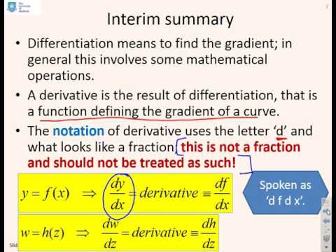 Differentiation 1 - concepts and definitions - YouTube