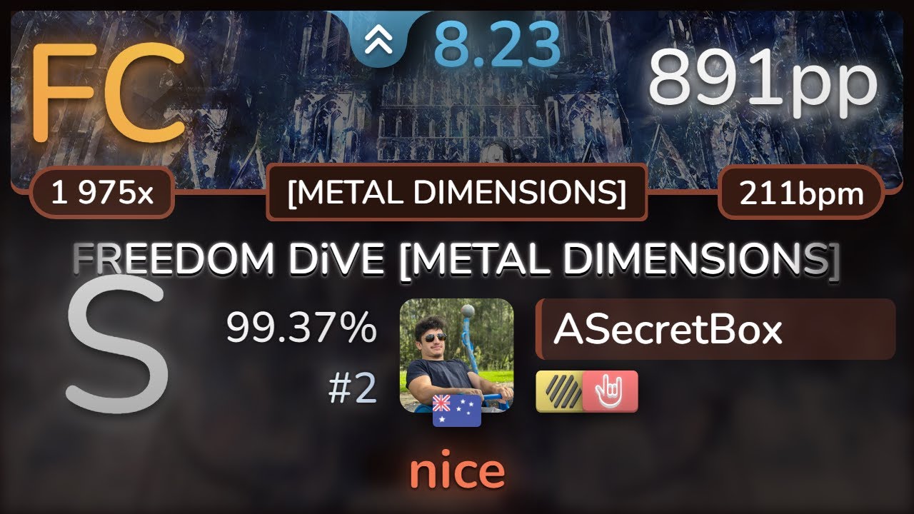 8.2⭐ ASecretBox | cosMo@bousouP - FREEDOM DiVE [METAL DIMENSIONS] +HDHR 99.37% (#2 891pp FC) - osu!