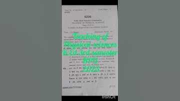 Teaching of physical sciences 3rd semester b.ed question paper hpu 2023