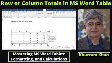 Row or Column Totals in MS Word Table || Mastering MS Word Tables: Formatting, and Calculations