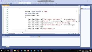 C# VARIABLE PROGRAM IN VISUAL STUDIO 2019