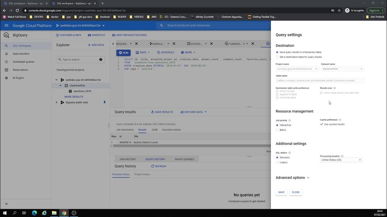 Google Cloud Platform Partitioning and Clustering in BigQuery YouTube