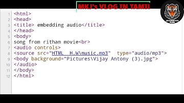 How to insert audio in html | embedding audio in html | html tutorial in tamil | 1 m+ views