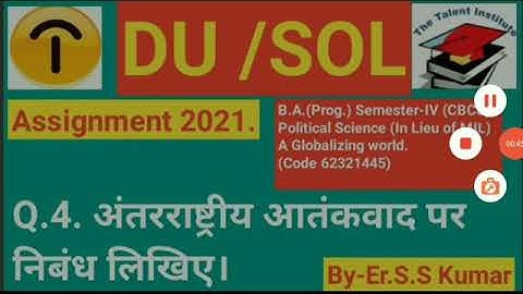 Q4. B.A.(Prog.) Semester-IV (CBCS) Political Science (In Lieu of MIL)balizing world.62321445