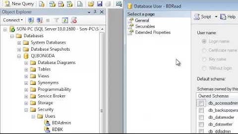 Phân quyền user sử dụng Database và table