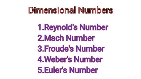 Dimensionless Numbers / Fluid Mechanics Dimensional Numbers / Fluid Mechanics & Machineries