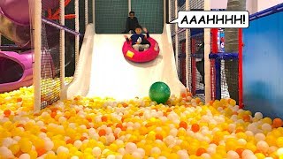 Troy Fun Playing at Indoor Playground for Kids and Family with Slides Huge Ball Pit