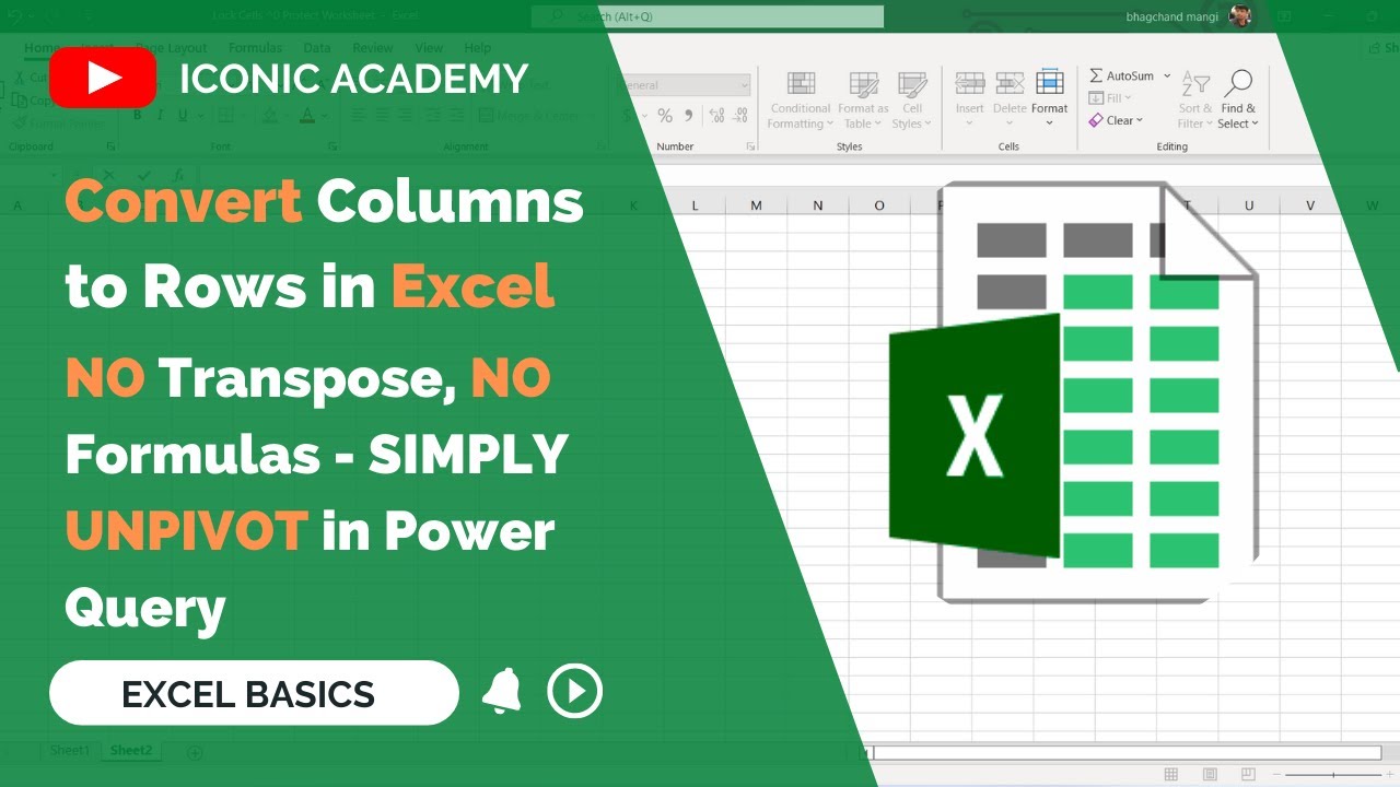 TRANSPOSE in excel || NO Transpose, NO Formulas - SIMPLY UNPIVOT in Power Query || ICONIC ACADEMY