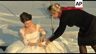 World's longest wedding dress train displayed