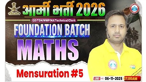 Army GD Math Class 2026 Mensuration #5 Foundation Batch Maths By Rakesh Sir #army #rwapremium
