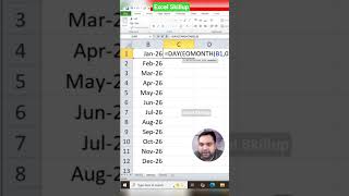 Excel tip to get day of the Month from a date #Excel Skillup#tricks #shortvideo #excelshorts